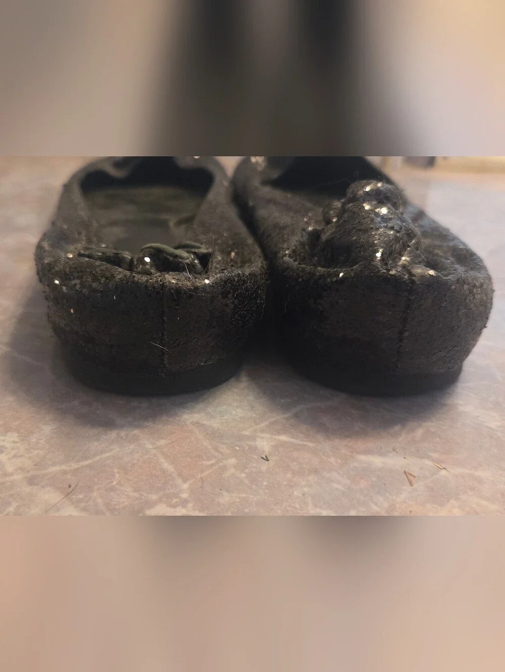 Tory Burch Black Glitter Logo Ballet Flat